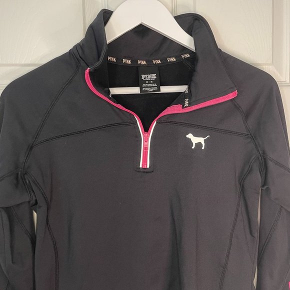 PINK Victoria's Secret Black 1/4 Zip Pullover - Picture 3 of 7